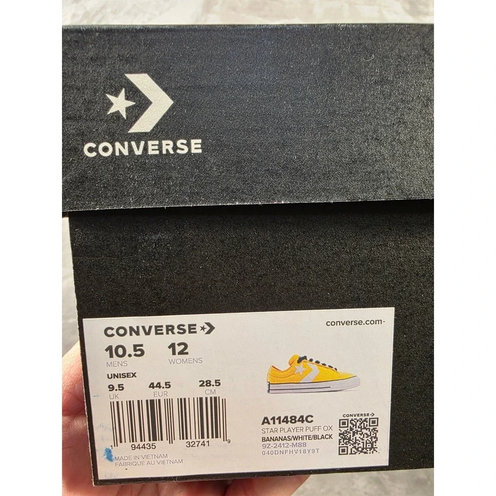 Converse Star Player Puff Ox Mens 10.5 Yellow Bananas White A11484C Low Top NEW - Picture 2 of 8